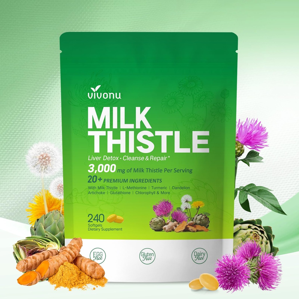 ミルクのThistleの肝臓のDetoxのカプセル、3000mgの肝臓の清潔なDetox及び修理、ミルクのThistle、NAD、NAC、ALA、Dandelion、Glutathione、Artichoke、Turmeric、より多くの240のSoftgelsの高度サポート複合体
