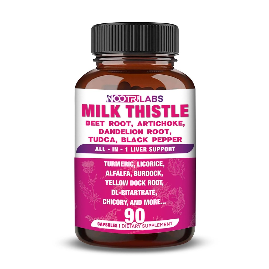 Allin-1最も高い効力のミルクのThistle NAC BeetRootのアーティチョークのタンポポの根 - 肝臓の健康サポート、清潔なデトックス&修理、抗酸化剤、プラスTUDCAコリンとジンジャー - 90ビーガンカプセル