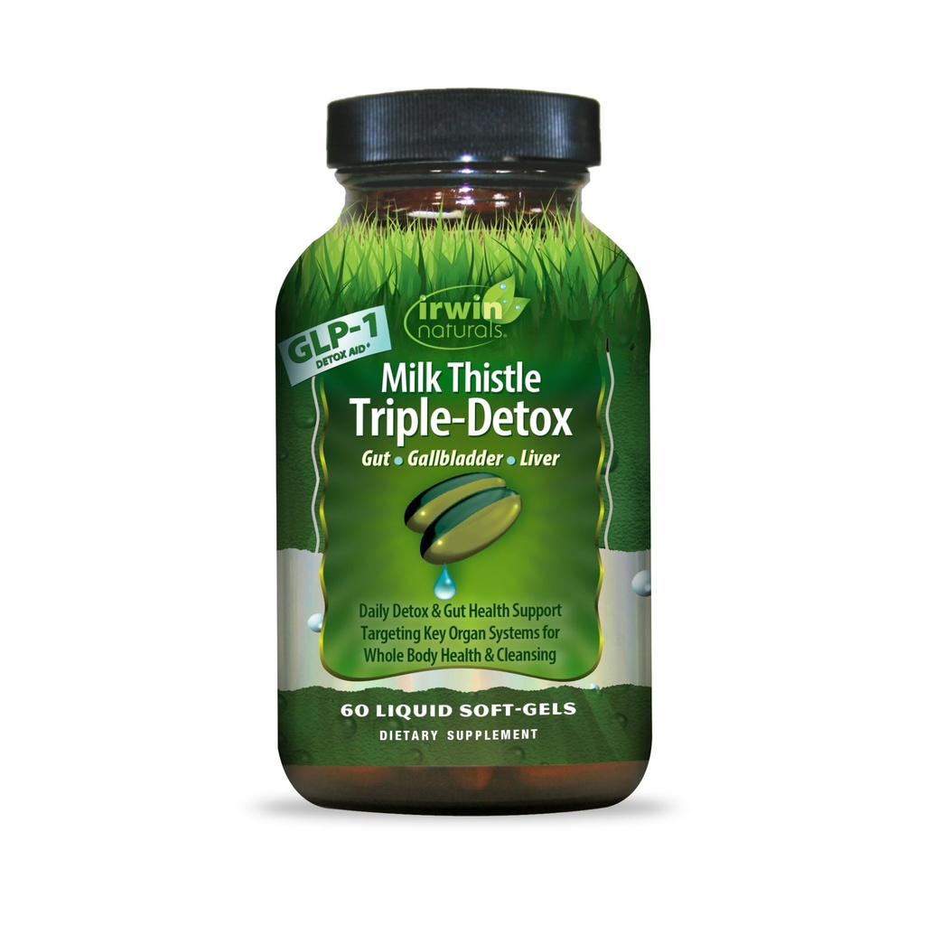 Irwin ナチュラルズ ミルク アコール トリプルデトックス — アドバンスト ライバー & デトックス サポート、60 液状 Softgels