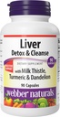 Webber Naturals Liver Detox&Cryse with Silymarin Milk Thistle、Artichoke、Turmeric、Danddelion Extract、90カプセル、ハーブサプリメント、消化管サポート、酪農場&グルテンフリー