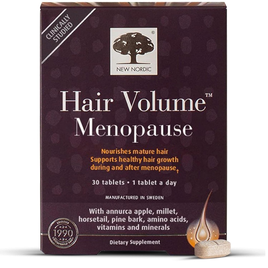 新しく北欧の毛の容積の月経閉止、Menopause、パインの樹皮およびアンヌルカのAppleのエキス、30のタブレットの後に健康で毛の成長を支えて下さい