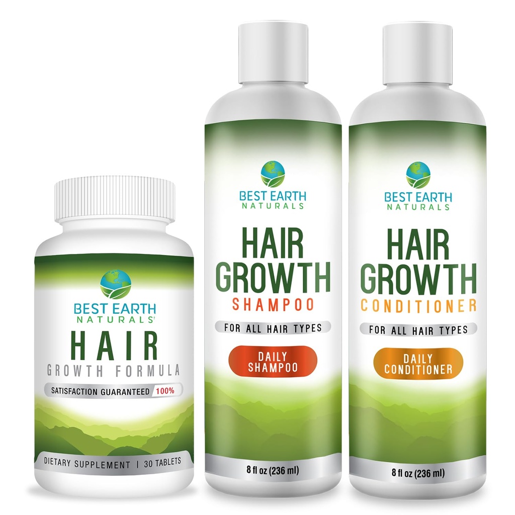 最高の地球の自然な毛の成長の始動機は毛の成長のビタミン、シャンプーおよびコンディショナーと置きます