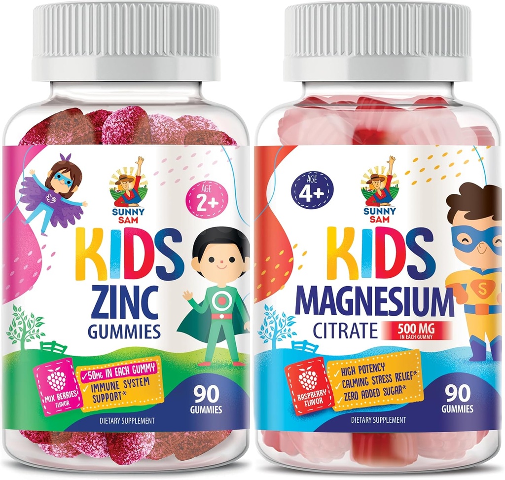 子供と大人のためのマグネシウムグミー - 子供のための500mg&亜鉛グミ - 免疫サポートのための亜鉛咀嚼可能なグミ - 子どもの男性のための強力な自然抗酸化非GMOサプリメント