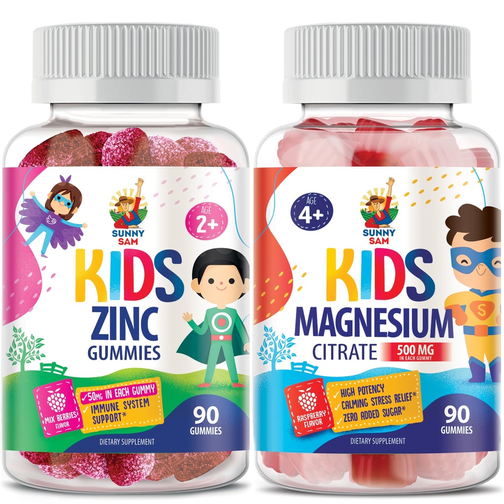 子供と大人のためのマグネシウムグミー - 子供のための500mg&亜鉛グミ - 免疫サポートのための亜鉛咀嚼可能なグミ - 子どもの男性のための強力な自然抗酸化非GMOサプリメント