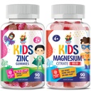 子供と大人のためのマグネシウムグミー - 子供のための500mg&亜鉛グミ - 免疫サポートのための亜鉛咀嚼可能なグミ - 子どもの男性のための強力な自然抗酸化非GMOサプリメント