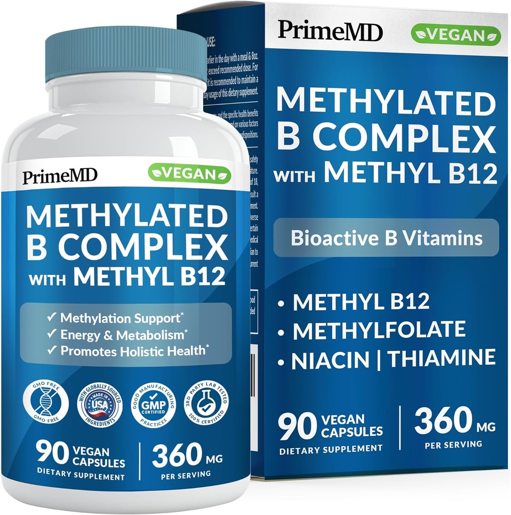 Methylfolate および B12 の Methylcobalamin が付いているメチル化された B の複合体 1000 mcg - エネルギー、頭脳機能およびウェルネスのためのメチル化された Multivitamin - 男性及び女性のためのビタミン B の複合体(90 のサービング) (パッケージ 1)