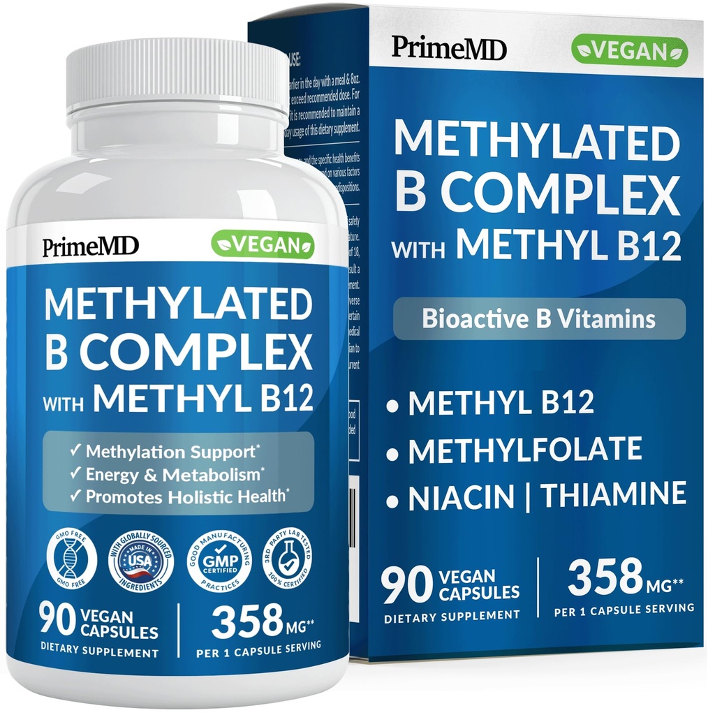 Methylfolate および B12 の Methylcobalamin が付いているメチル化された B の複合体 1000 mcg - エネルギー、頭脳機能およびウェルネスのためのメチル化された Multivitamin - 男性及び女性のためのビタミン B の複合体(90 のサービング) (パッケージ 1)