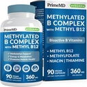 Methylfolate および B12 の Methylcobalamin が付いているメチル化された B の複合体 1000 mcg - エネルギー、頭脳機能およびウェルネスのためのメチル化された Multivitamin - 男性及び女性のためのビタミン B の複合体(90 のサービング) (パッケージ 1)