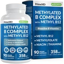 Methylfolate および B12 の Methylcobalamin が付いているメチル化された B の複合体 1000 mcg - エネルギー、頭脳機能およびウェルネスのためのメチル化された Multivitamin - 男性及び女性のためのビタミン B の複合体(90 のサービング) (パッケージ 1)