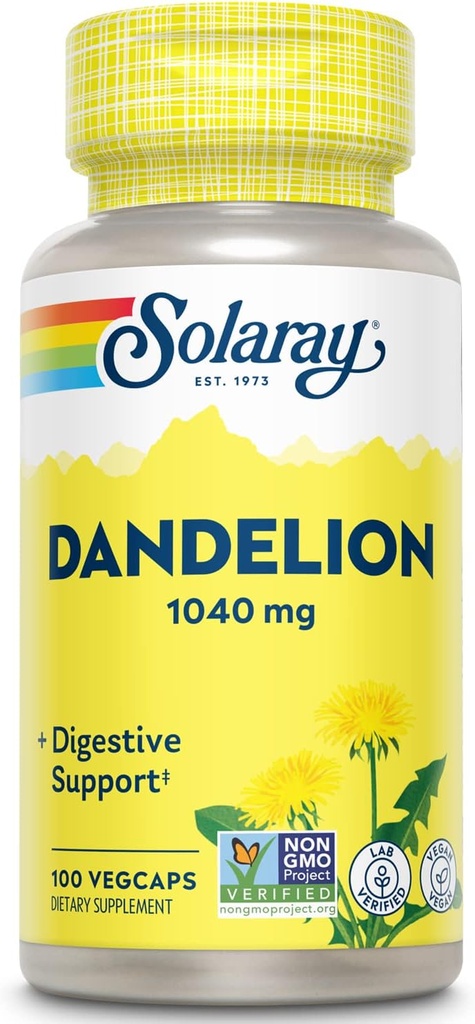 SOLARAY Dandelion Root | ヘルシーな肝臓、腎臓、消化と水バランスサポート | 非GMO、ビーガン、100 ベジキャップ、50 サーブ