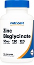 Nutricost 亜鉛ビスグリシン(50mg) 120 ビーガンカプセル - GMOフリー、グルテンフリーサプリメント