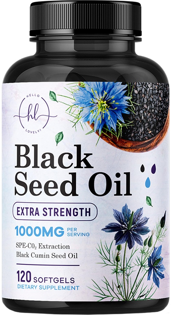 ブラックシードオイルSoftgels 1000mg - プレミアムニゲラサティバブラックシード、皮膚&免疫サポートのための純粋な天然黒カミンシードオイル&抗酸化剤 - 非GMO、米国サプリメントでボトル入り - 120 Softgels