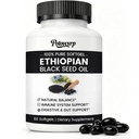 Ethiopian Black Seed Oil Capsules Organic Cold Pressed Black Cumin Seed Oil Softgels with 4.64% Thymoquinone, Non-GMO, Gluten-Free, Vegan, 60 Count for Immune & Digestive Support