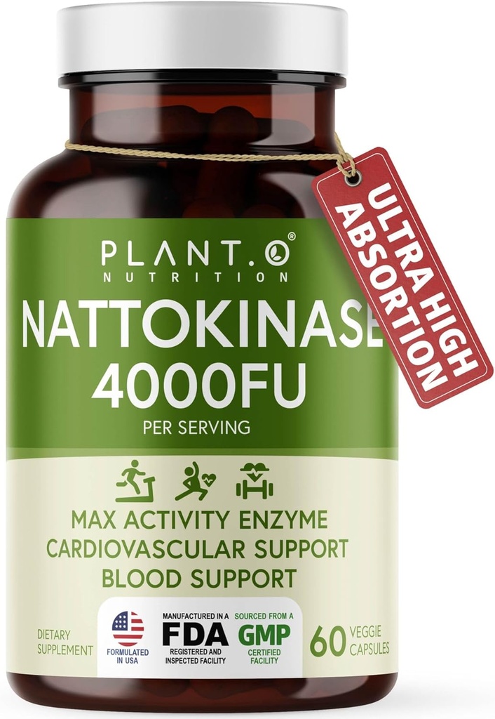 Nattokinase Supplement with Max Enzyme Support - 4,000 FU Per Serving - Premium Nattokinase Formula for Heart Health Support - 60 Capsules - Made in USA