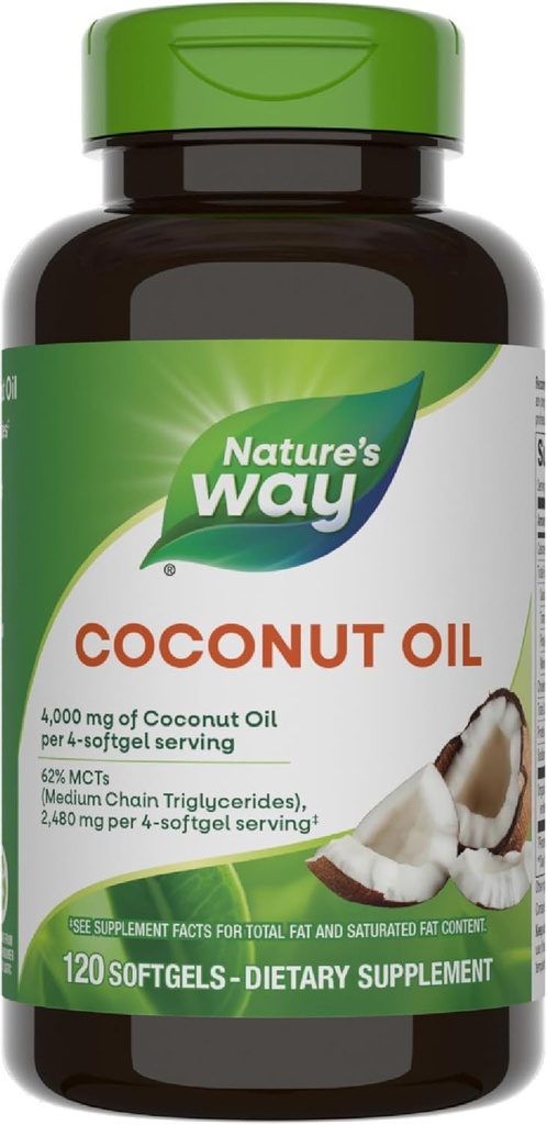 Nature's Way Coconut Oil、62% MCT(1)、ヘキサンフリー、120 Softgels(パッケージ5月Vary)