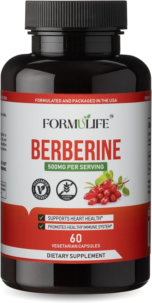 Berberine 500mg - Berberineの補足 サポートGLP-1、AMPKの活発化器、Metabollic Wellnes、健康なライフスタイルの女性及び人のためのBerberine HCL 500mg、60のカプセル、非GMO、米国で作られるビーガン、