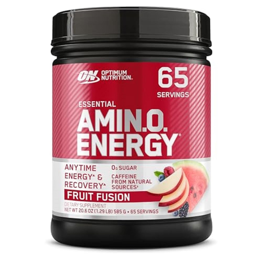 最適栄養アミノエネルギー - グリーンティー、BCAA、アミノ酸、ケトフレンドリー、グリーンコーヒーエキス、エネルギーパウダー - フルーツフュージョン、65サービング(パッケージ5月Vary)