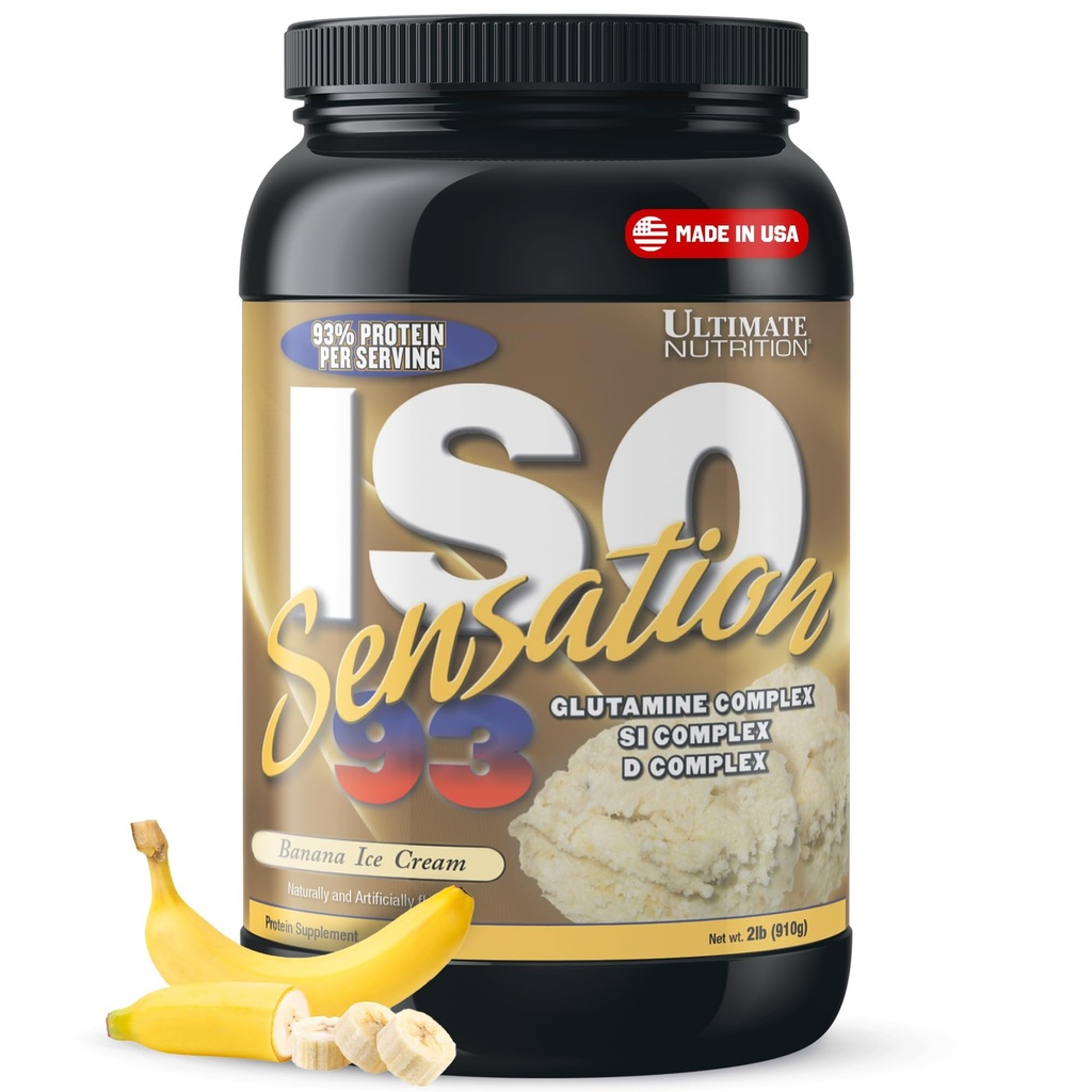 グルタミンコンプレックス、ISO Sensation 93 - 強化された回復、免疫及び腸の健康のための高められたColostrumが付いている最終的な栄養の乳蛋白質の隔離の粉-バナナ、2lbs