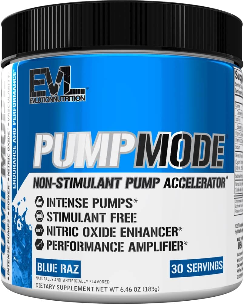 EVL PumpMode 窒素酸化物サプリメント - 硝酸酸化物ブースターポンププリワークアウトパウダーと筋肉回復の成長と耐久性のための利点 - 刺激フリープレワークアウトドリンク(ブルーレイズ)
