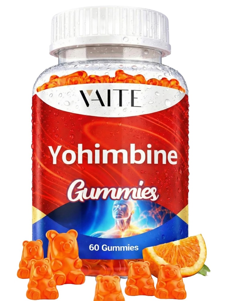 VAITE Yohimbine HCl Gummy 15mg - 男性と女性、酸化防止剤、Yohimbeの樹皮のエキス、改善された性能のための砂糖なし、非GMOエネルギー及び持久力サポート - 60グミー