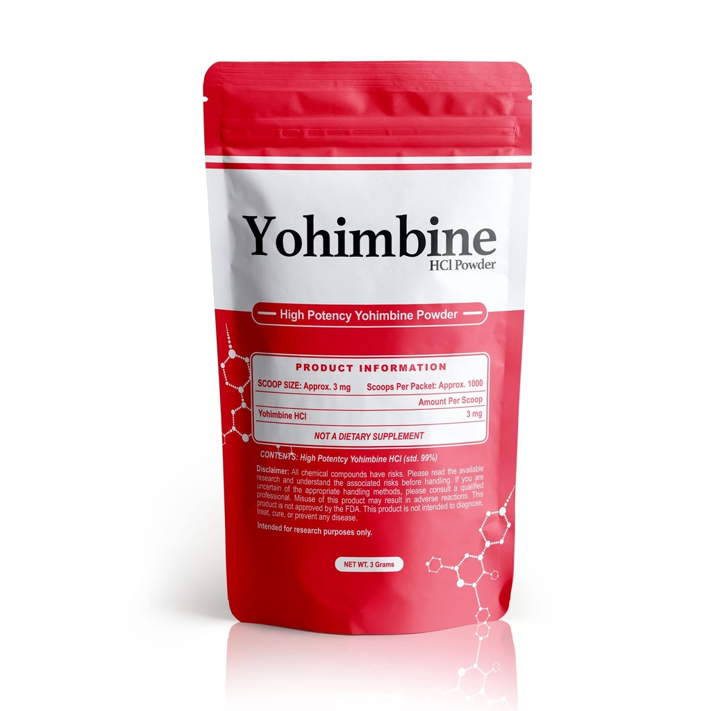 BulkStimulants Yohimbine HClパウダー | 1 Scoopごとの3mg | パケットあたりの1000 Scoops | 3グラム