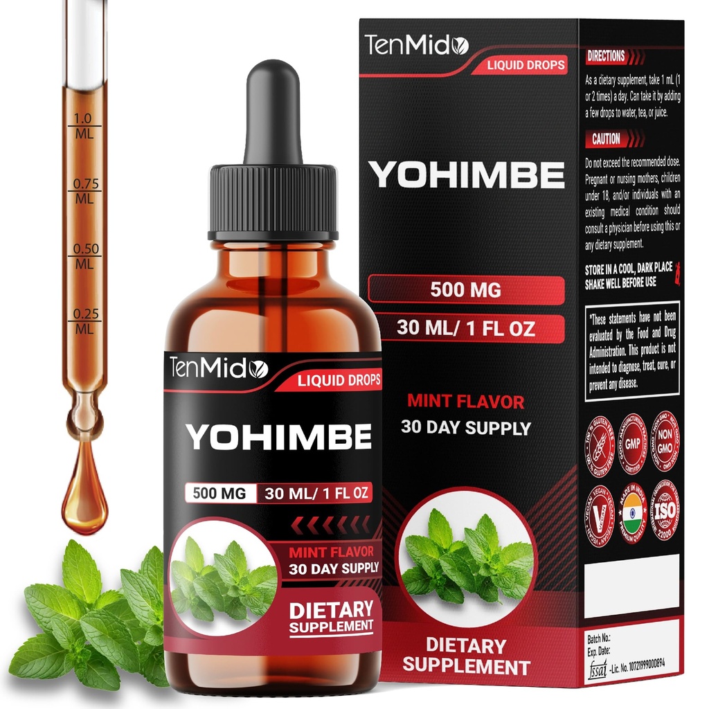 Yohimbeは男性と女性のためのサプリメント - Yohimbine 10mgの液体の低下  アルコールフリー、ビーガン、非GMO - 30ml 1 Fl OZ