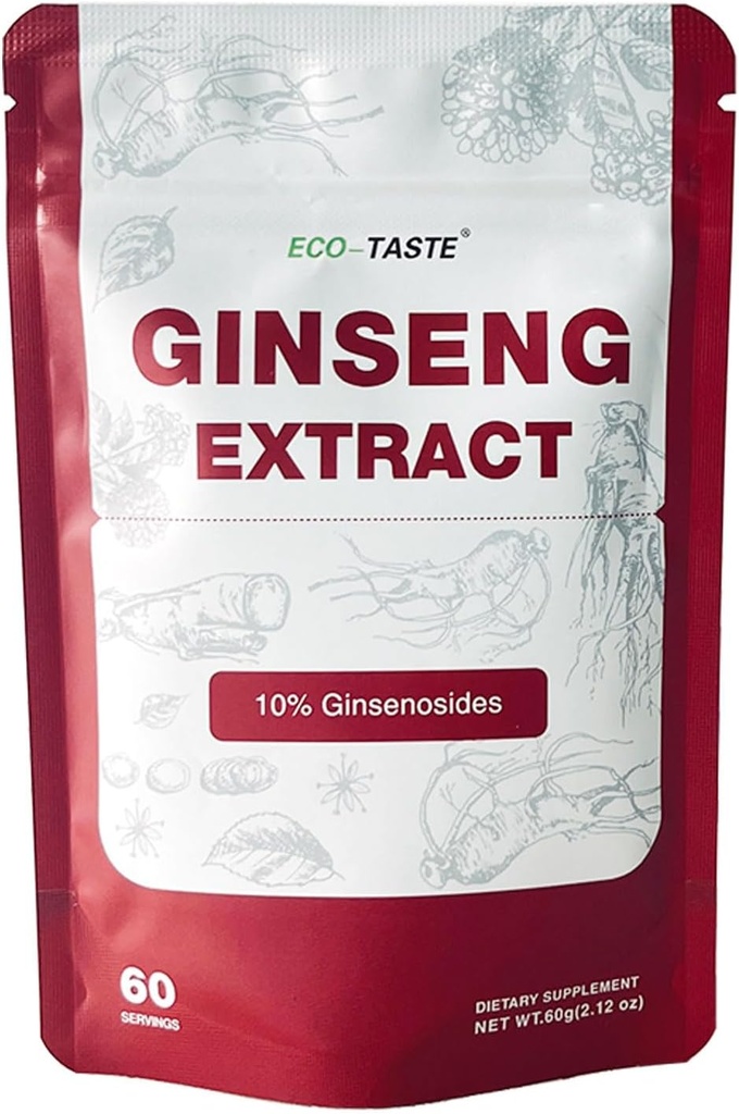 スムージー、コーヒーまたは飲み物、10%のジンセノシド、60g (60のサービング)のためのECO-TASTE Ginsengの根エキスの粉韓国のPanax