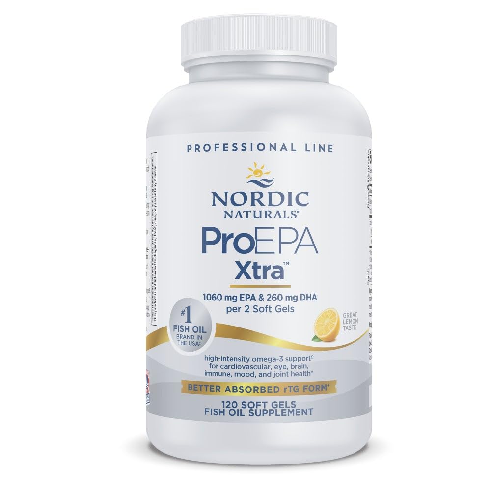 Nordic Naturals ProEPA Xtra、レモン - 120 ソフトジェル - 1640 mg Omega-3 - 高強度EPAフォーミュラポジティブム、心の健康と細胞機能 - 非GMO - 60 サービング