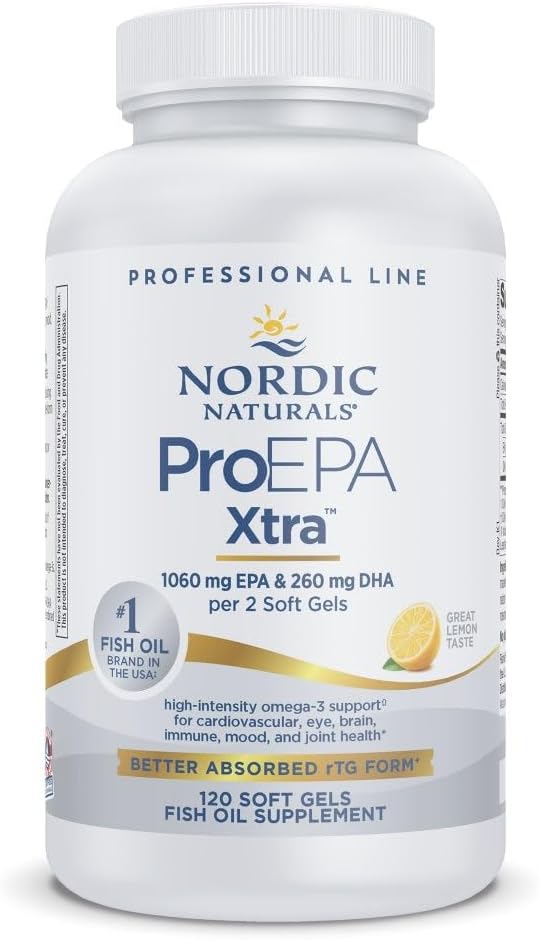 Nordic Naturals ProEPA Xtra、レモン - 120 ソフトジェル - 1640 mg Omega-3 - 高強度EPAフォーミュラポジティブム、心の健康と細胞機能 - 非GMO - 60 サービング