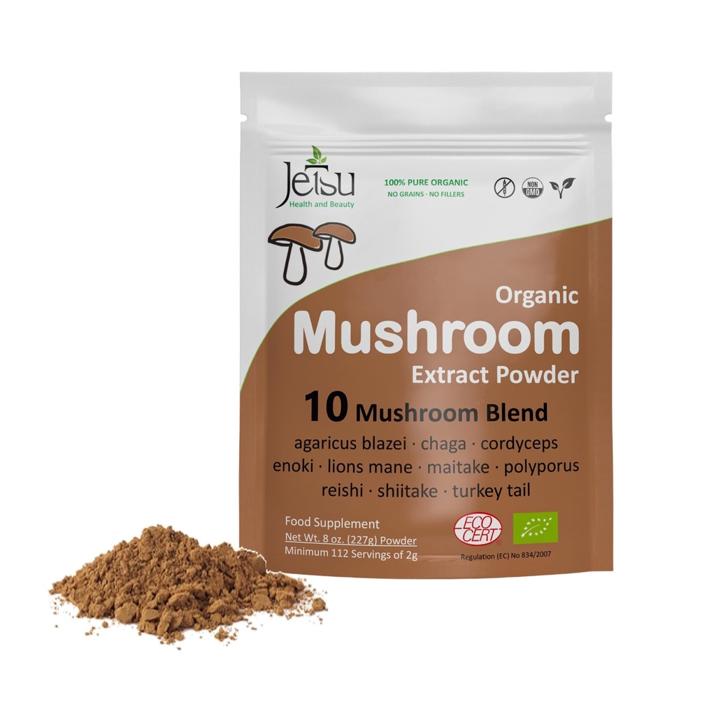 きのこのエキスの粉-強力な10のブレンド、有機性ライオンのマネ、コルディセプ、Reishi、シイタケ、トルコの尾のきのこのノオトロピックの穀物の補足エネルギー、カルム、焦点及び免疫システム ブースター