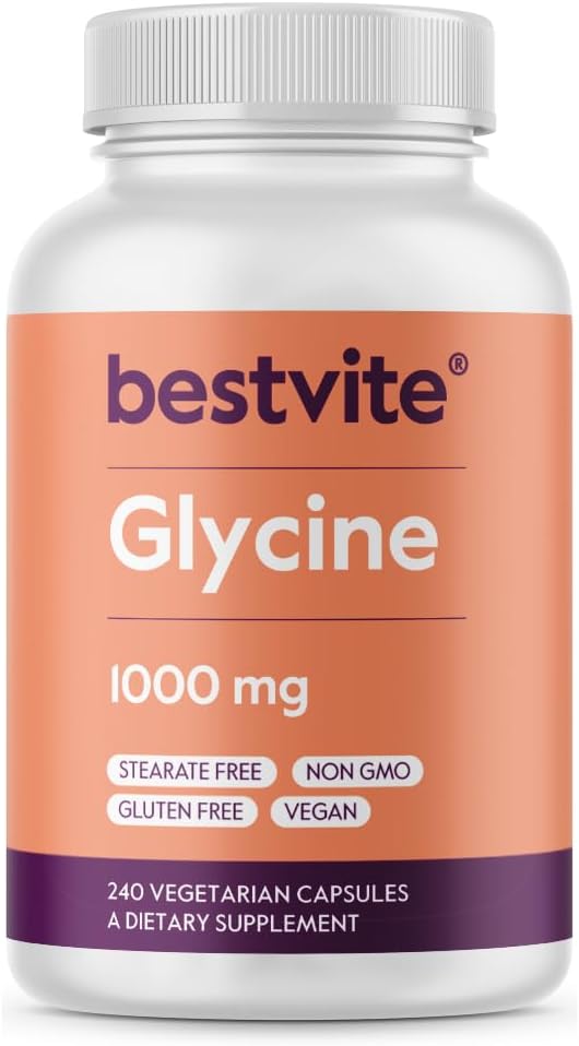 BESTVITE Glycine カプセル当たり1000mg(240 ベジタリアンカプセル) - ない Stearates - ビーガン - 非GMO -グルテンフリー