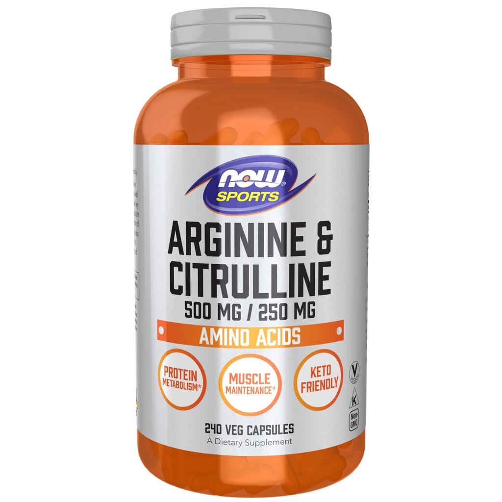 NOWのスポーツの栄養物、アルギニン及びCitrulline 500のmg/250のmgのアミノ酸、240のベジのカプセル