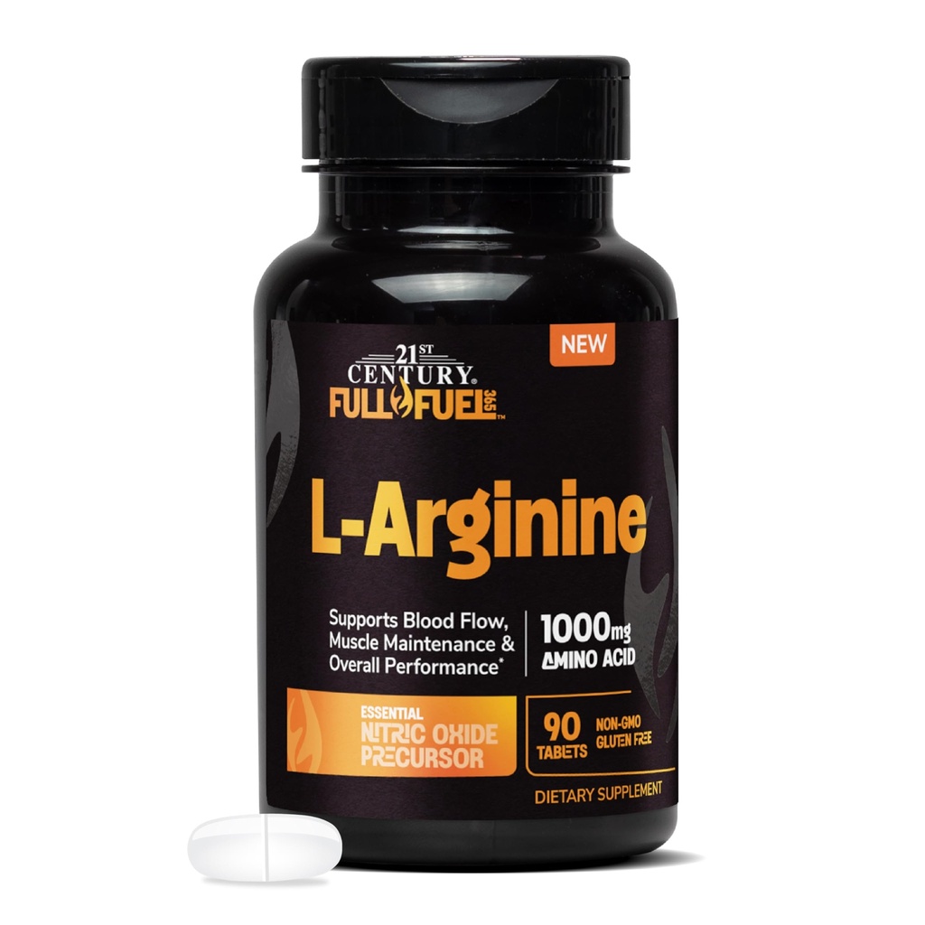 21st世紀フル燃料365 L-アルギニン1000mg、90カウント、筋肉、血流および持久力サポート、非GMO、グルテンフリーのためのアミノ酸の補足