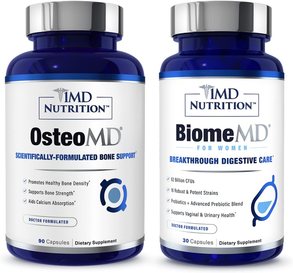 女性バンドルのための1MD栄養オステオMD&BiomeMD | 包括的な骨サポートと尿の健康