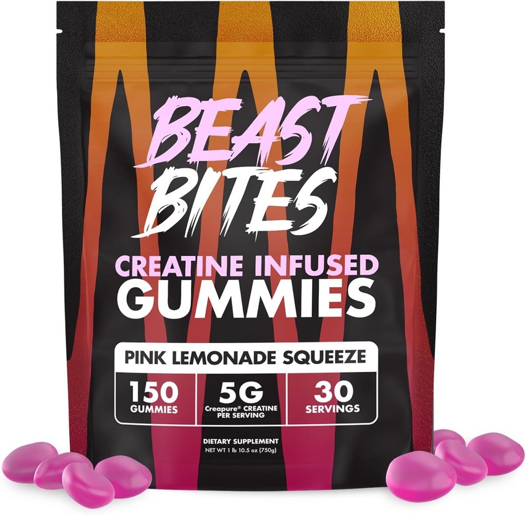 BEAST BITES - クレアチン注入ガミー - サービングごとに5gクレアクレアクレアクレアチンモノハイド - NSFスポーツ認定 - 30サービング