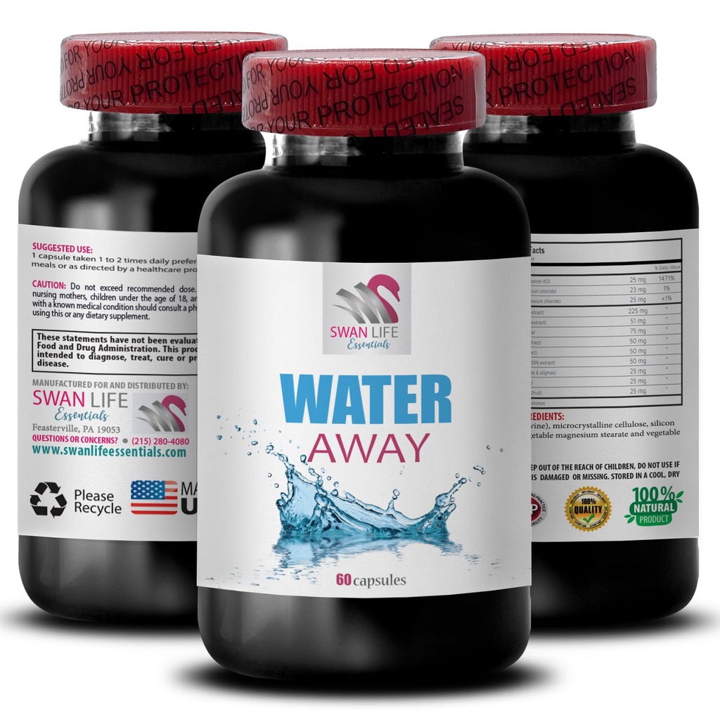 dandelion root extract organic - WATER AWAY - dandelion root tea, apple cider vinegar capsules, water away with dandelion leaf, water away with apple cider vinegar, cranberry pills 1 Bottle 60 Caps