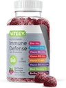 Viteey Multivitamin Gummies 8 in 1 プロバイオティクスと免疫サポートサプリメント - ベジタリアン、ゼラチンフリー、GMOフリー - Chewable Berry Flavored Pectin Immune Defense