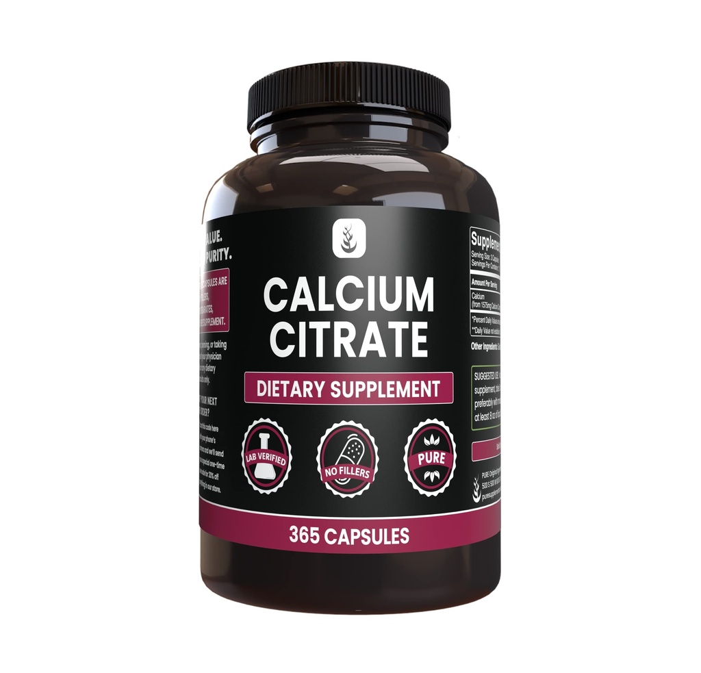 純粋で元の原料のCalciumのクエン酸塩(365のカプセル)、マグネシウムか米の注入口、常に純粋、実験室は確認しました