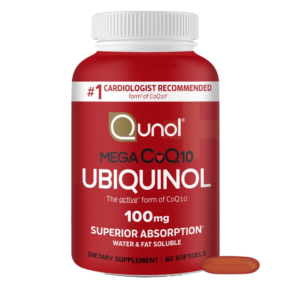 Qunol Ubiquinol CoQ10 100mgのSoftgels、QunolメガUbiquinol 100mg - 優秀な吸収 - 中心の健康のためのCoenzyme Q10の活動的な形態- 2か月の供給- 60の計算