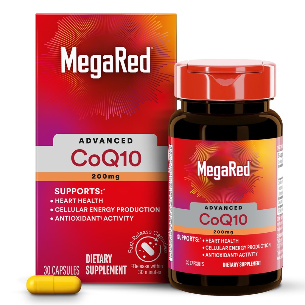 MegaRed の高度の CoQ10 はサービングごとの 200mg、細胞エネルギーの生産を支える強力な酸化防止剤および保護します 自由放射状*- 30 の補酵素 Q10 のカプセル、30 のサービング