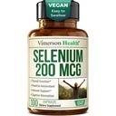 Selenium 200 mcgカプセル - 甲状腺、抗酸化剤、免疫サポートのための高周波セレンサプリメント - 高バイオ利用できるL-セレノメチニンエッセンシャルミネラルサプリメント - ビーガン、100カプセル