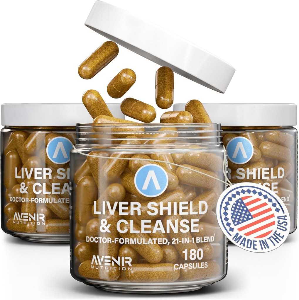 Avenir Nutrition Liver Shield & Cleanse | ハーバル・ライバー・クレンジング・デトックス & 修理用サプリメント | ミルク・アッザ&アーティチョーク・エキスサプリメント | 脂肪肝 & 健康サポート | 男性と女性のための180カプセル