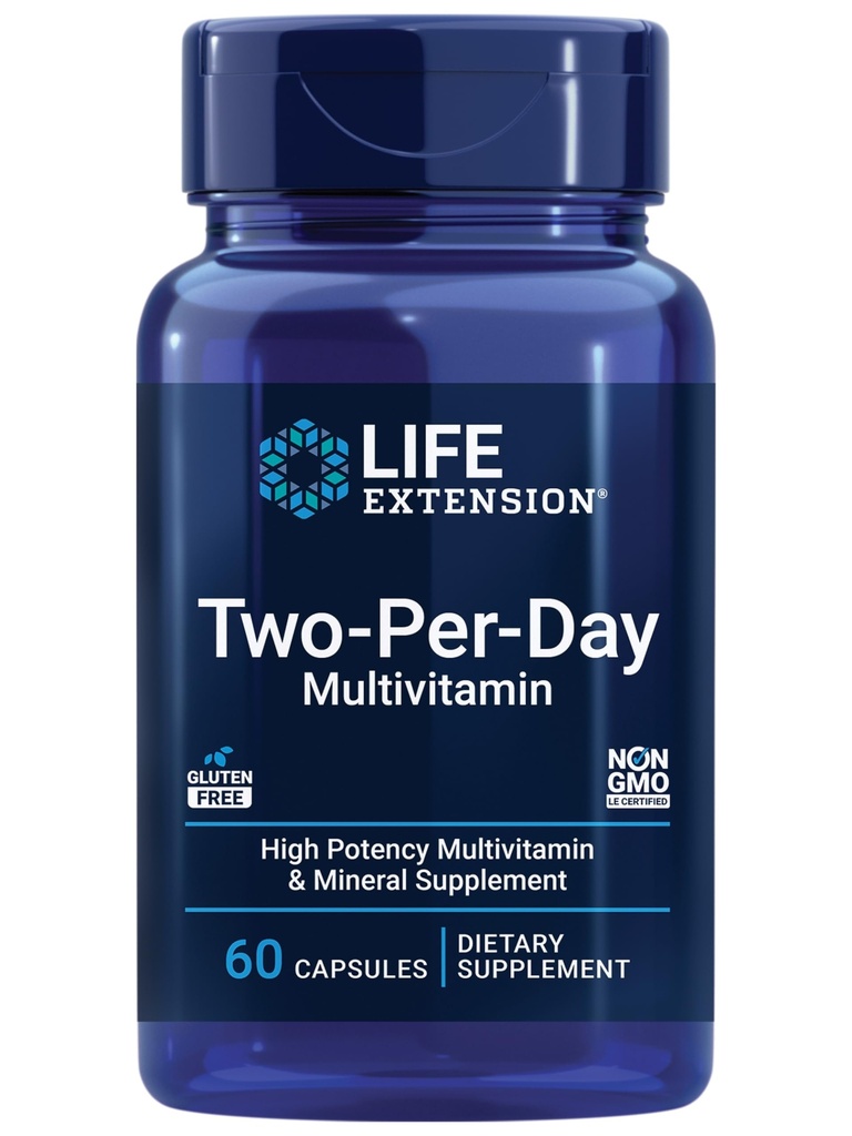 ライフエクステンション2-Per-Dayマルチビタミン - 心臓、脳、血液容器、細胞の健康 - 健康な食事のためのエッセンシャルビタミン&ミネラル - 1日2 - グルテンフリー - 非GMO - 60カプセル