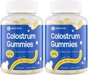 Bovine Colostrum Supplement Gummies - 60% Highest IgG、Lactoferrin、プロバイオティクス、大人と子供のためのプレバイオティクス、バニラフレーバー&砂糖無料、2パック