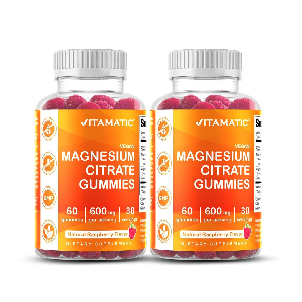 Vitamatic マグネシウムのクエン酸塩はサービングごとの 600mg - 60 の計算-健康な弛緩、筋肉、骨およびエネルギー サポートを促進します(2 のパッケージ)