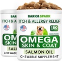 犬のためのBARK&SPARK Omega 3 - 360魚油は、犬の寝具、皮膚アレルギー、痛みの軽減、ホットスポットの治療 - 関節の健康 - 皮膚とコートサプリメント - EPA&DHA脂肪酸 - サーモンオイル - ベーコン
