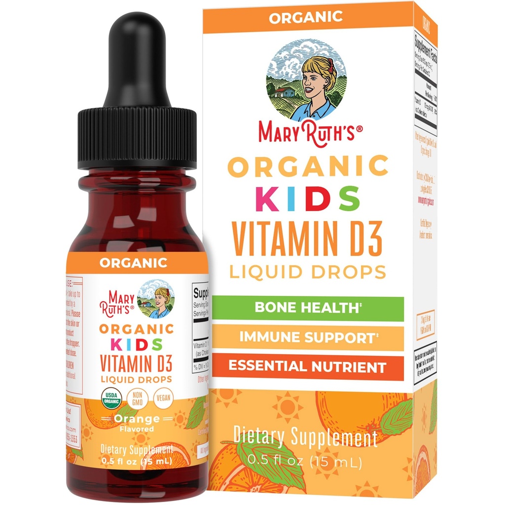 MaryRuth Organics USDA Organic Vitamin D3 Liquid Drops for Kids | 640 IU Vitamin D3 perサービング | Kids Immune Support & Bone Health Supplement | 年齢4〜13 | 0.5oz | 30の摂食のために処方