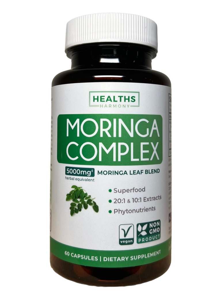 Moringa Capsules (2 Month Supply) High Strength - Advanced Blend of Moringa Leaf 20:1 Extract 235mg Moringa Leaf Powder 100mg Moringa Leaf 10:1 Extract 20mg Per 1 Capsule Serving - 60 Caps
