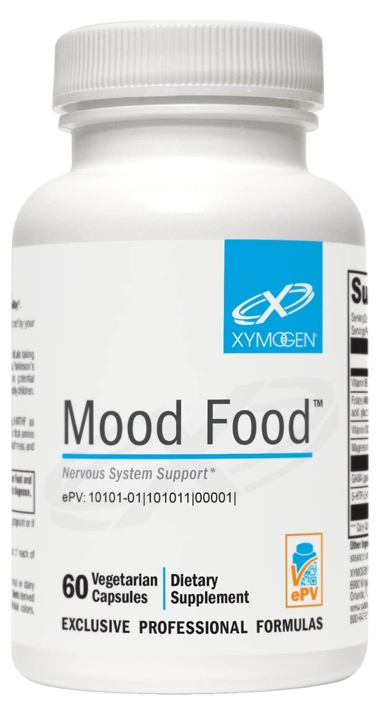 XYMOGEN気分食品 - 神経系, リラックス&気分のサポートサプリメント - Folate, B12, B6 with マグネシウム, 5-HTP & GABAサプリメント - ビーガン&非GMO (60カプセル)