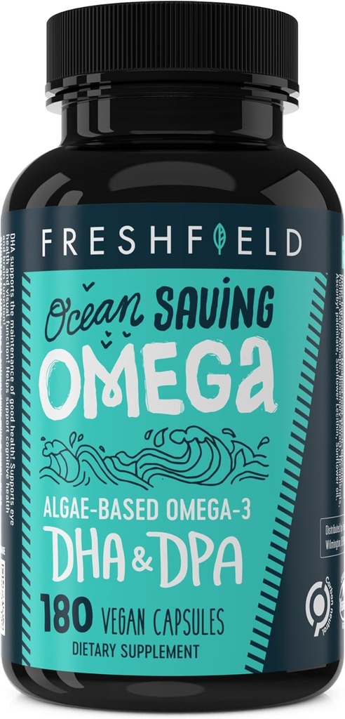 Ocean Saving Omega, Algae Omega 3, DHA Supplement, 6-Month Supply, Highest Levels of DHA per Capsule (440 mg), w/DPA